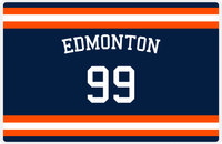 Thumbnail for Personalized Jersey Number Placemat - Arched Name - Edmonton - Single Stripe -  View