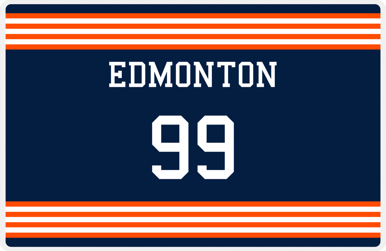 Personalized Jersey Number Placemat - Edmonton - Triple Stripe -  View