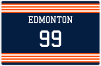 Thumbnail for Personalized Jersey Number Placemat - Edmonton - Triple Stripe -  View