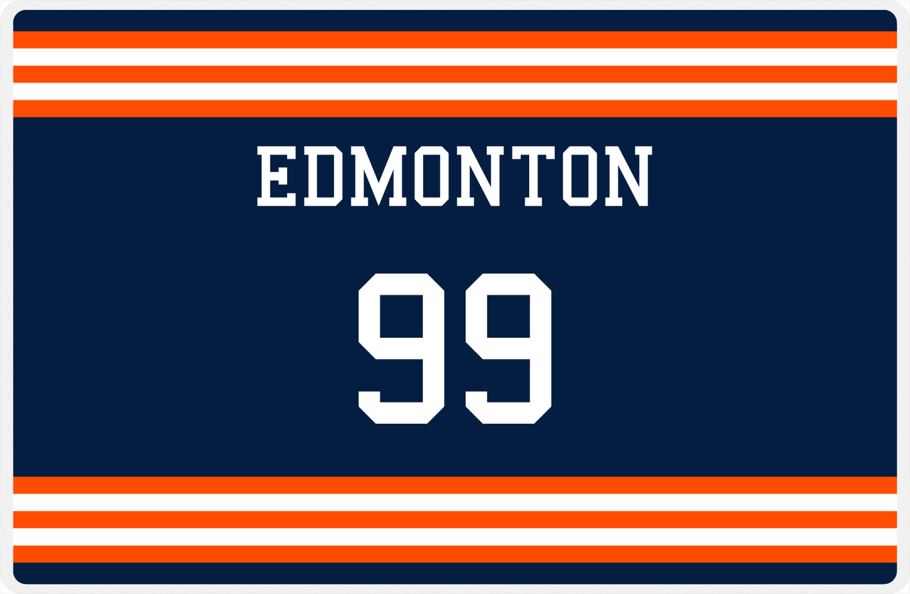Personalized Jersey Number Placemat - Edmonton - Double Stripe -  View