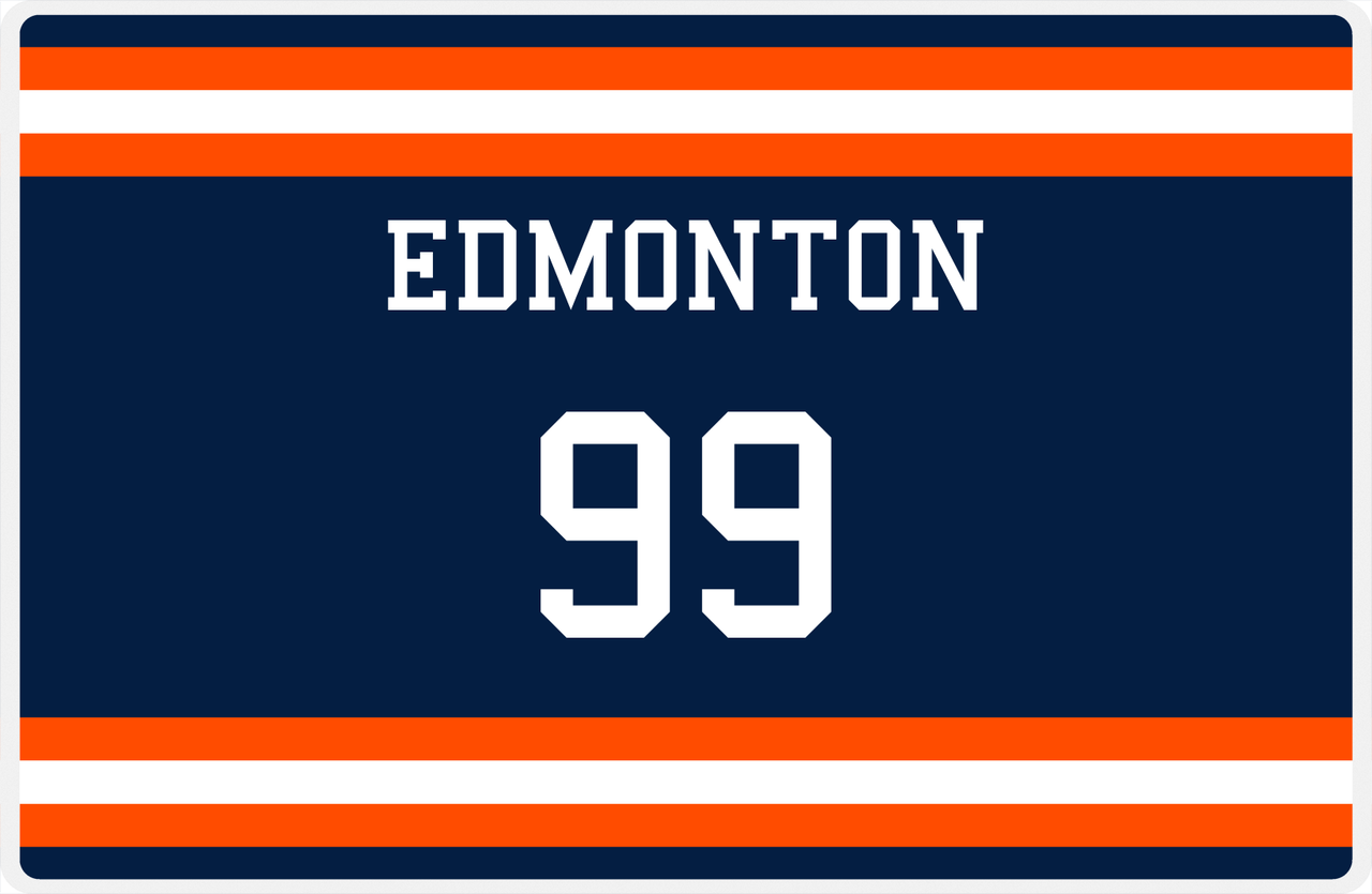 Personalized Jersey Number Placemat - Edmonton - Single Stripe -  View