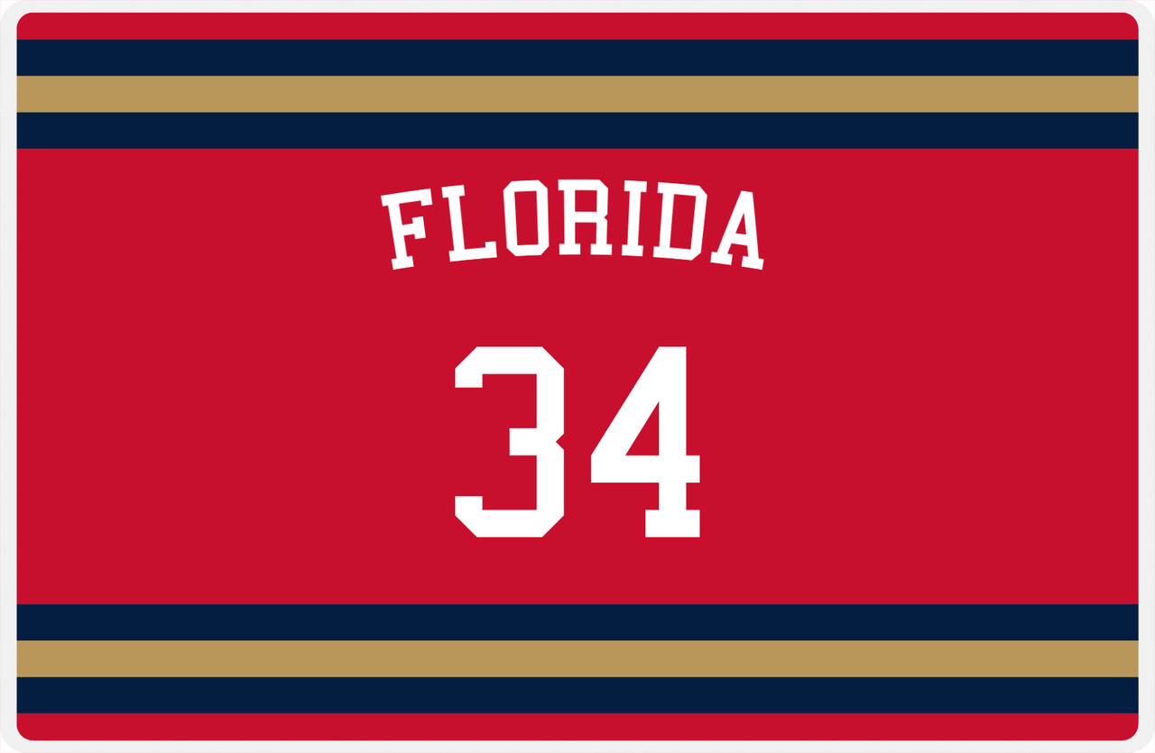 Personalized Jersey Number Placemat - Arched Name - Florida - Single Stripe -  View