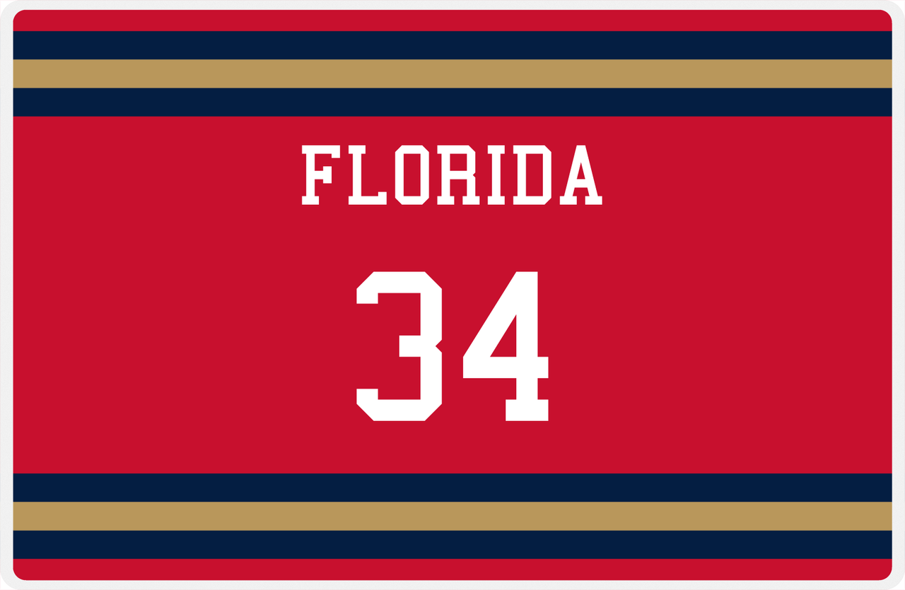 Personalized Jersey Number Placemat - Florida - Single Stripe -  View