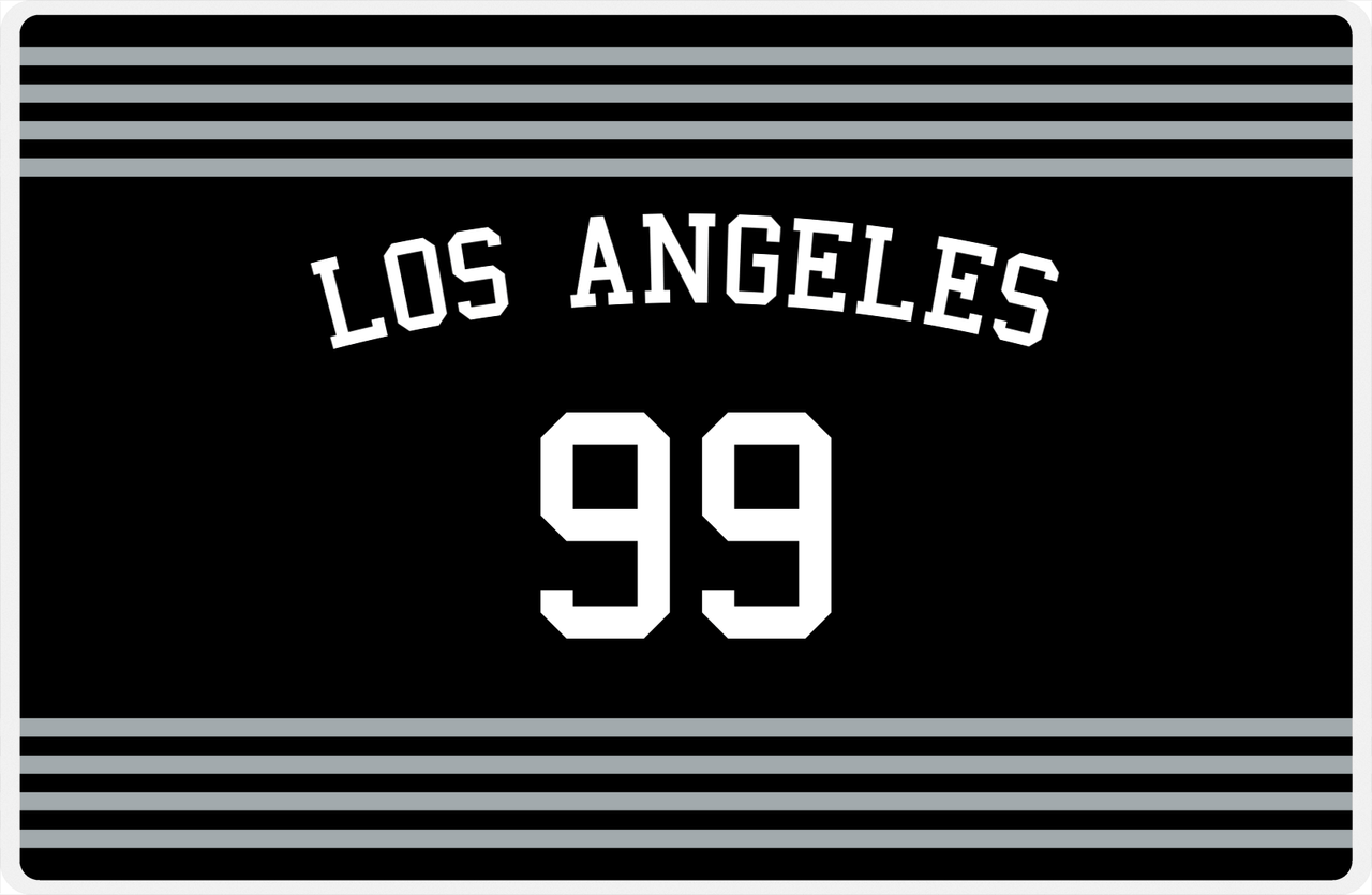 Personalized Jersey Number Placemat - Arched Name - Los Angeles - Triple Stripe -  View