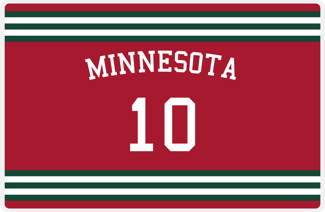 Personalized Jersey Number Placemat - Arched Name - Minnesota - Double Stripe -  View