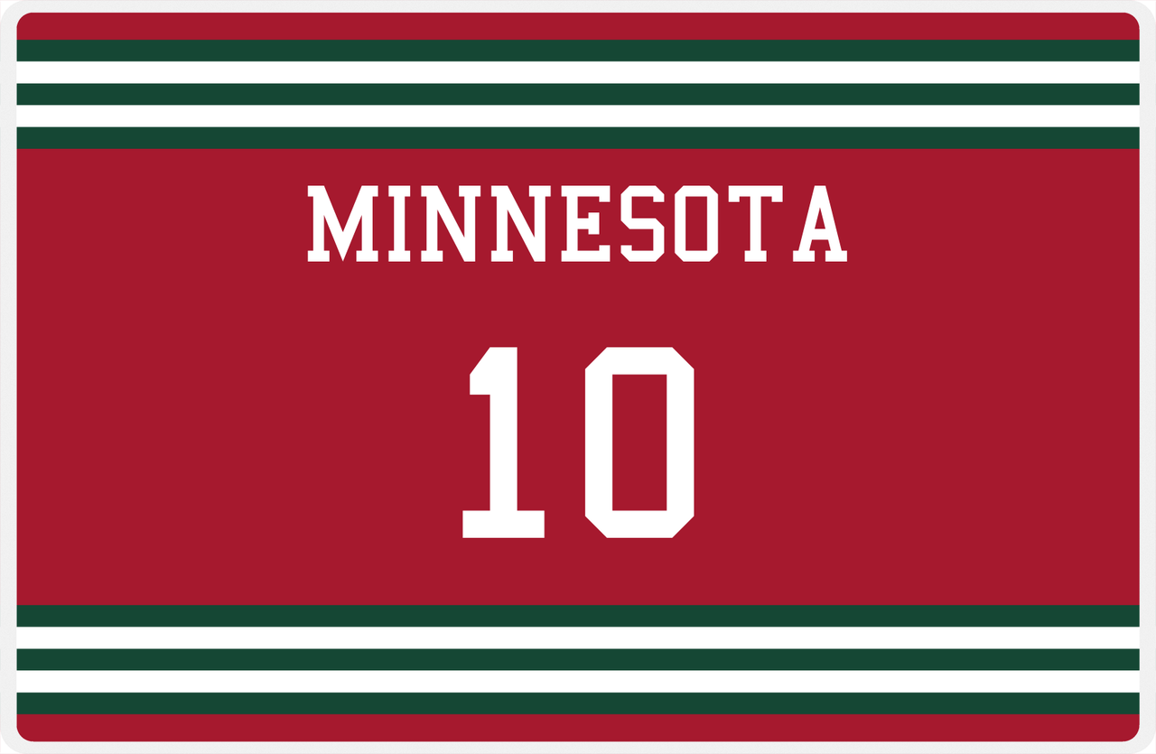 Personalized Jersey Number Placemat - Minnesota - Double Stripe -  View