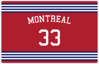 Thumbnail for Personalized Jersey Number Placemat - Arched Name - Montreal - Triple Stripe -  View