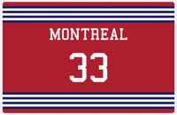 Thumbnail for Personalized Jersey Number Placemat - Montreal - Triple Stripe -  View