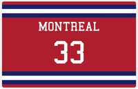 Thumbnail for Personalized Jersey Number Placemat - Montreal - Single Stripe -  View