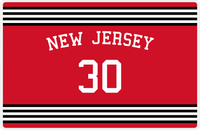 Thumbnail for Personalized Jersey Number Placemat - Arched Name - New Jersey - Triple Stripe -  View
