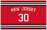 Thumbnail for Personalized Jersey Number Placemat - Arched Name - New Jersey - Double Stripe -  View