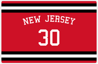 Thumbnail for Personalized Jersey Number Placemat - Arched Name - New Jersey - Single Stripe -  View