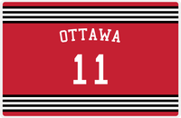 Thumbnail for Personalized Jersey Number Placemat - Arched Name - Ottawa - Triple Stripe -  View