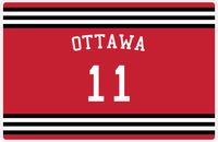 Thumbnail for Personalized Jersey Number Placemat - Arched Name - Ottawa - Double Stripe -  View