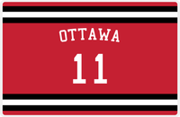 Thumbnail for Personalized Jersey Number Placemat - Arched Name - Ottawa - Single Stripe -  View