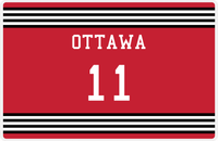 Thumbnail for Personalized Jersey Number Placemat - Ottawa - Triple Stripe -  View