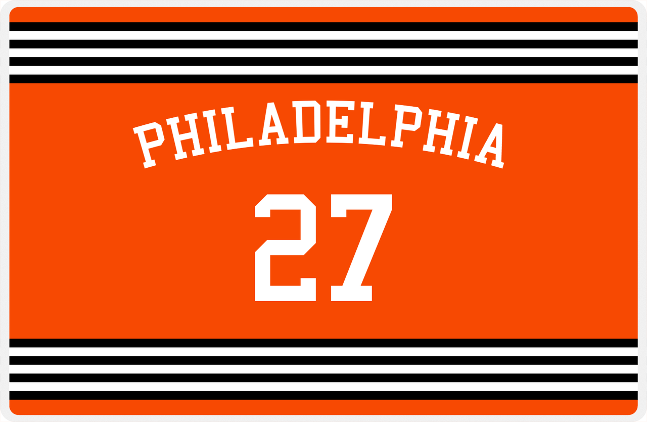 Personalized Jersey Number Placemat - Arched Name - Philadelphia - Triple Stripe -  View
