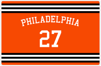 Thumbnail for Personalized Jersey Number Placemat - Arched Name - Philadelphia - Double Stripe -  View