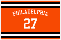 Thumbnail for Personalized Jersey Number Placemat - Arched Name - Philadelphia - Single Stripe -  View