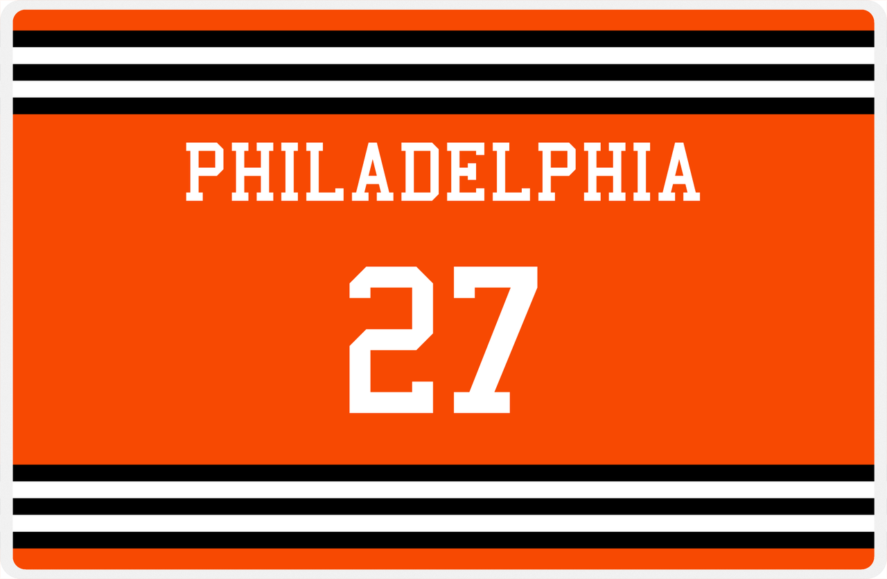 Personalized Jersey Number Placemat - Philadelphia - Double Stripe -  View
