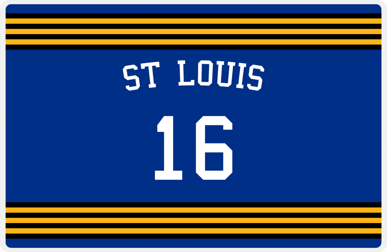 Personalized Jersey Number Placemat - Arched Name - St Louis - Triple Stripe -  View