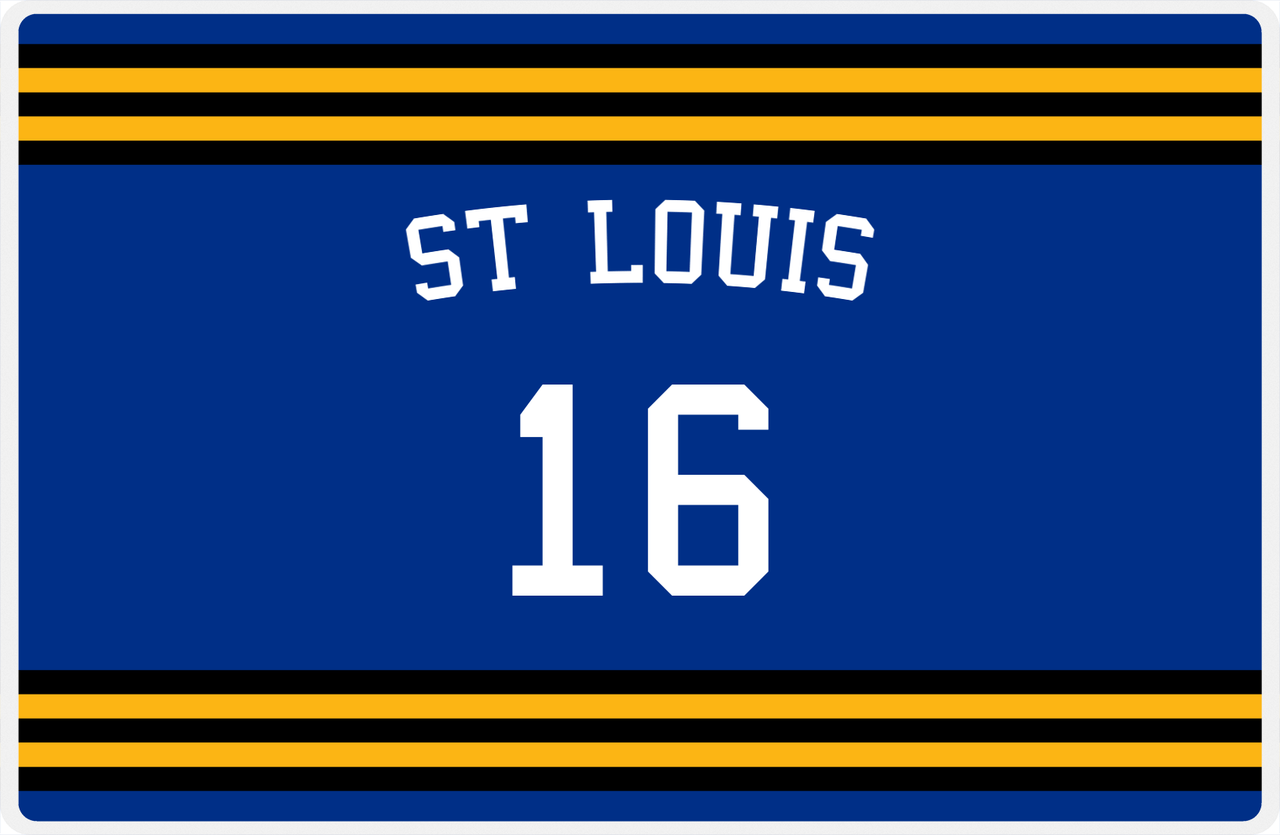 Personalized Jersey Number Placemat - Arched Name - St Louis - Double Stripe -  View