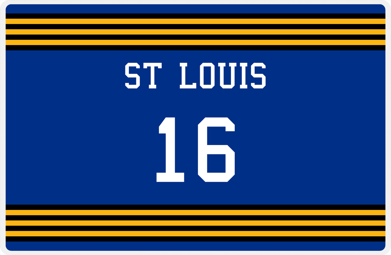 Personalized Jersey Number Placemat - St Louis - Triple Stripe -  View