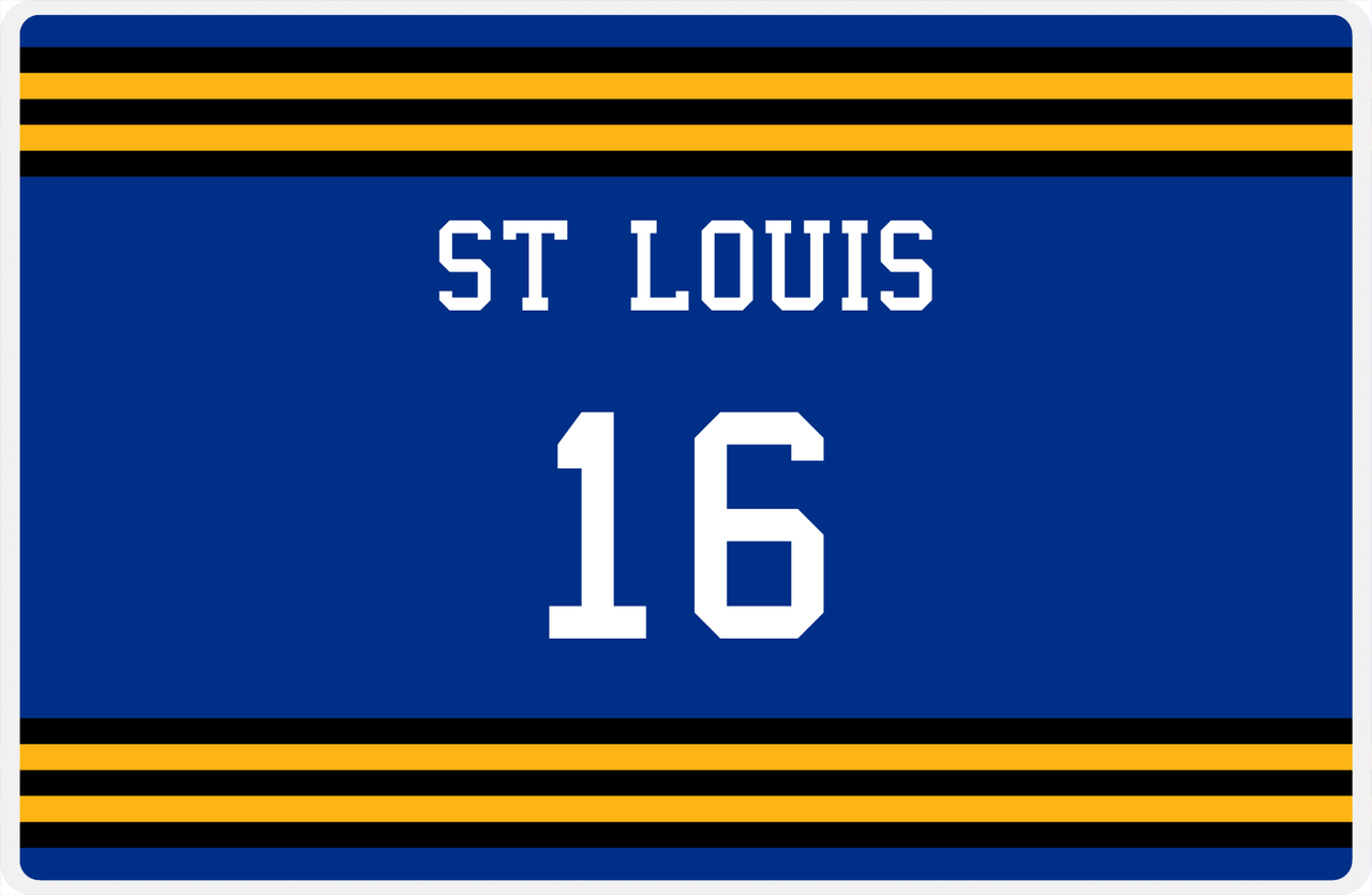 Personalized Jersey Number Placemat - St Louis - Double Stripe -  View