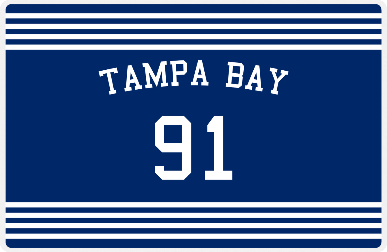 Personalized Jersey Number Placemat - Arched Name - Tampa Bay - Triple Stripe -  View