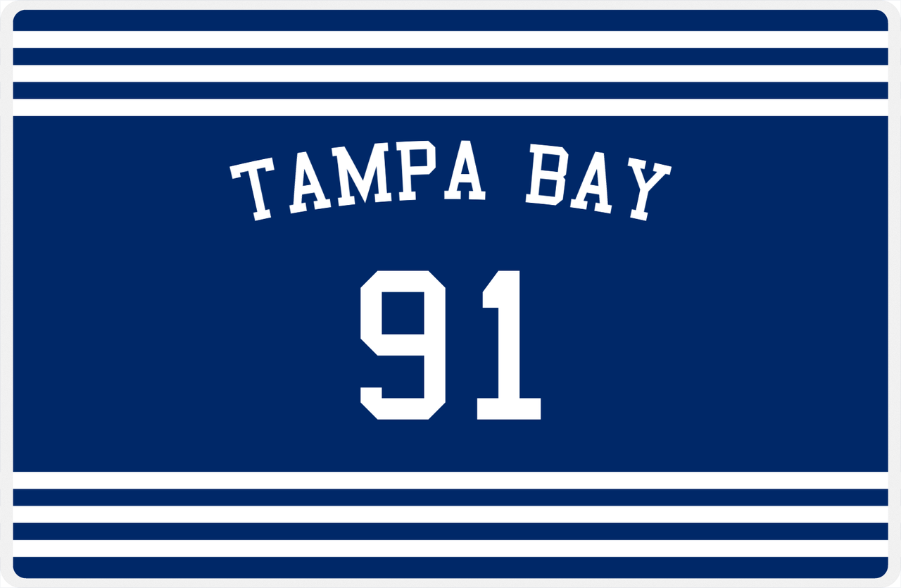 Personalized Jersey Number Placemat - Arched Name - Tampa Bay - Double Stripe -  View