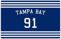 Thumbnail for Personalized Jersey Number Placemat - Arched Name - Tampa Bay - Double Stripe -  View