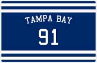 Thumbnail for Personalized Jersey Number Placemat - Arched Name - Tampa Bay - Single Stripe -  View