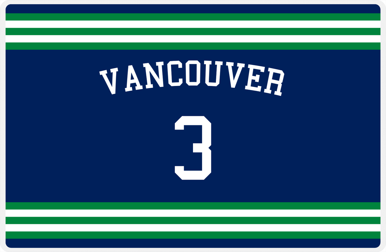 Personalized Jersey Number Placemat - Arched Name - Vancouver - Double Stripe -  View
