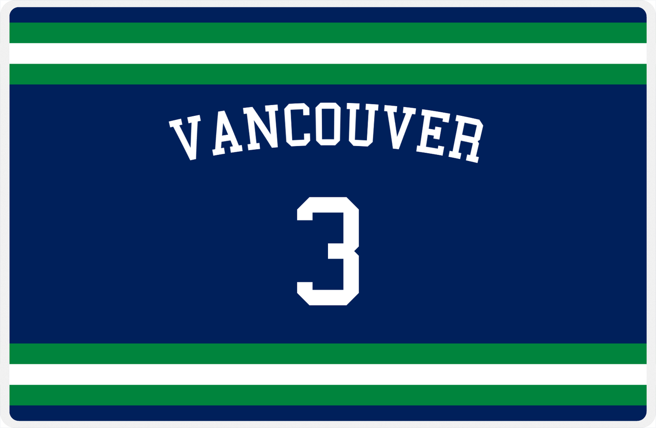 Personalized Jersey Number Placemat - Arched Name - Vancouver - Single Stripe -  View