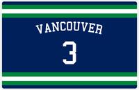 Thumbnail for Personalized Jersey Number Placemat - Arched Name - Vancouver - Single Stripe -  View