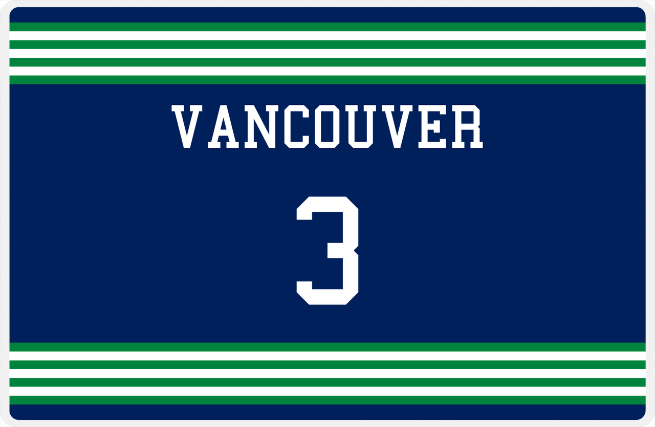 Personalized Jersey Number Placemat - Vancouver - Triple Stripe -  View
