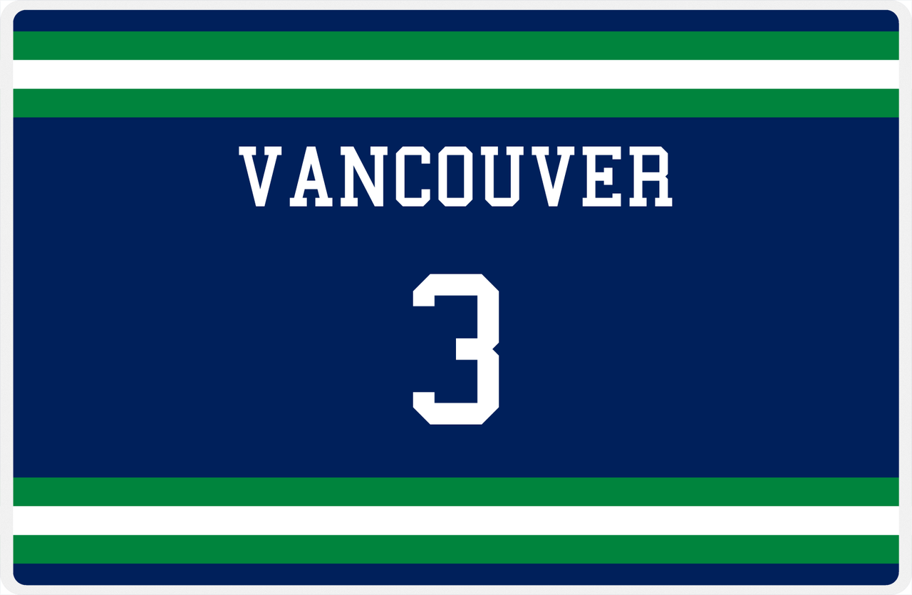 Personalized Jersey Number Placemat - Vancouver - Single Stripe -  View