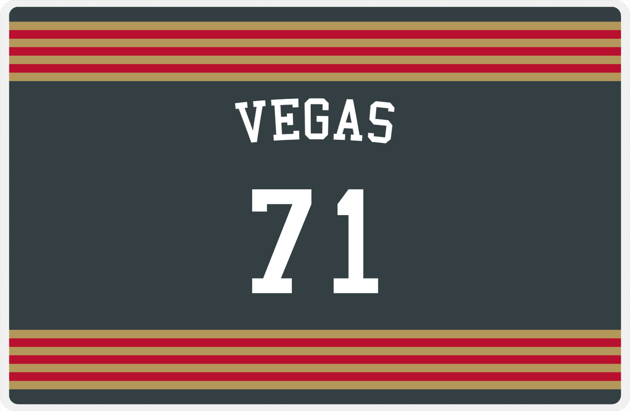 Personalized Jersey Number Placemat - Arched Name - Vegas - Triple Stripe -  View
