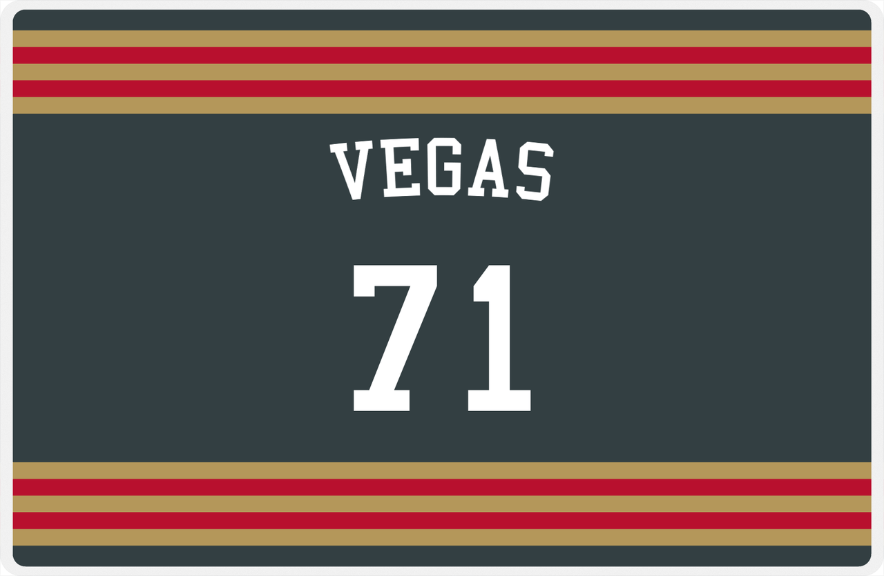 Personalized Jersey Number Placemat - Arched Name - Vegas - Double Stripe -  View