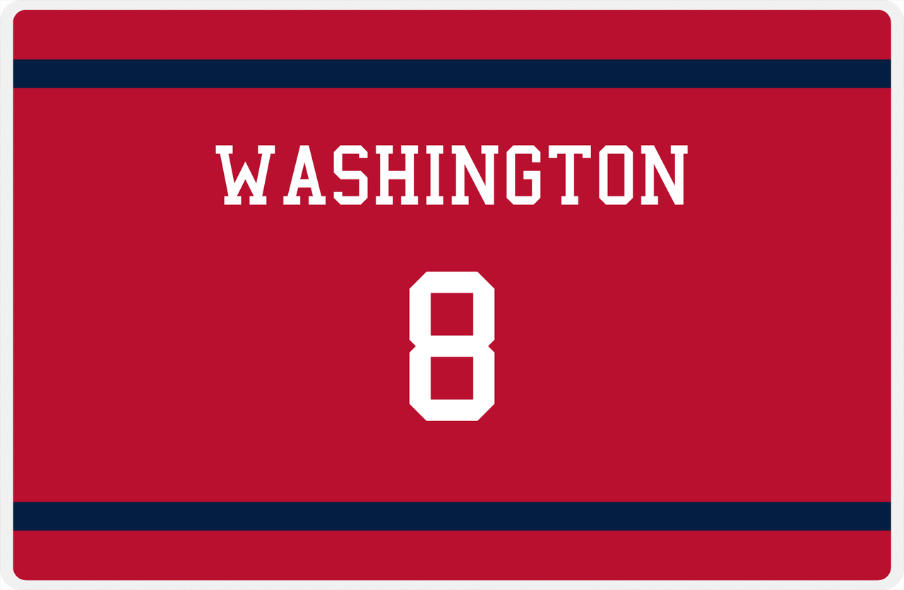Personalized Jersey Number Placemat - Washington - Single Stripe -  View