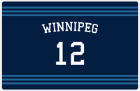 Thumbnail for Personalized Jersey Number Placemat - Arched Name - Winnipeg - Triple Stripe -  View