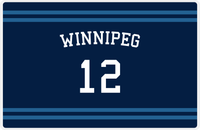 Thumbnail for Personalized Jersey Number Placemat - Arched Name - Winnipeg - Double Stripe -  View