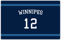 Thumbnail for Personalized Jersey Number Placemat - Arched Name - Winnipeg - Single Stripe -  View