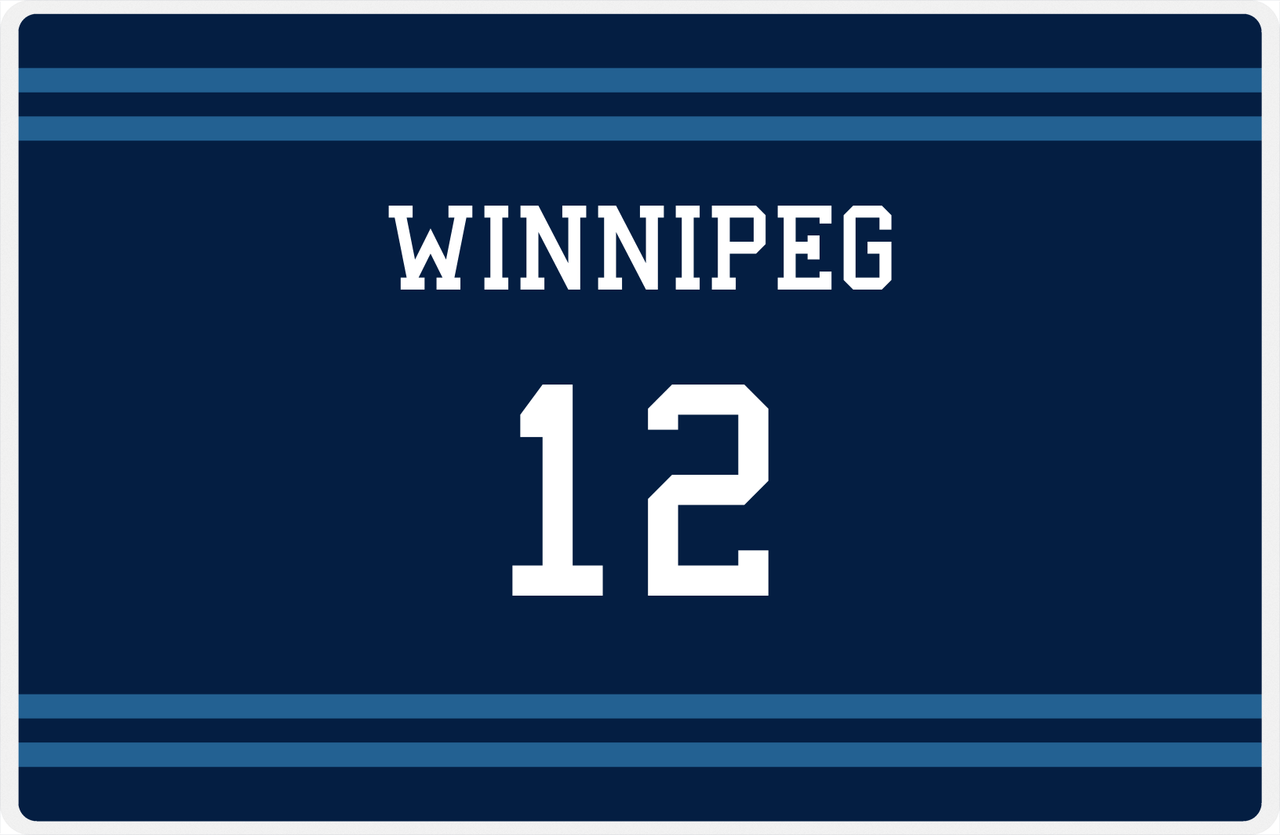 Personalized Jersey Number Placemat - Winnipeg - Double Stripe -  View