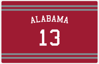 Thumbnail for Personalized Jersey Number Placemat - Arched Name - Alabama - Double Stripe -  View