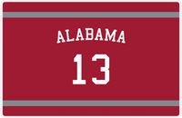 Thumbnail for Personalized Jersey Number Placemat - Arched Name - Alabama - Single Stripe -  View