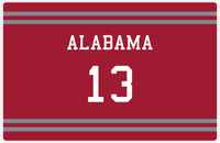 Thumbnail for Personalized Jersey Number Placemat - Alabama - Double Stripe -  View
