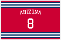 Thumbnail for Personalized Jersey Number Placemat - Arched Name - Arizona - Triple Stripe -  View