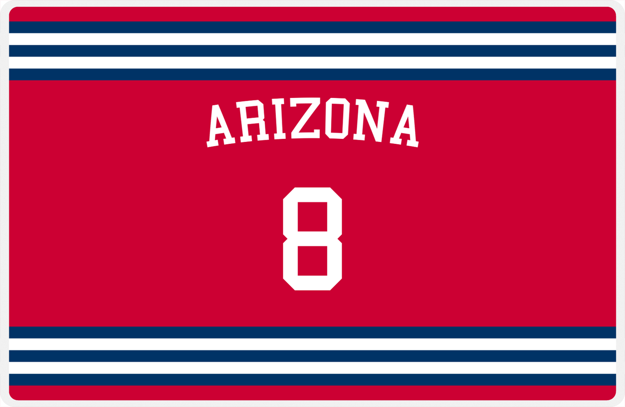 Personalized Jersey Number Placemat - Arched Name - Arizona - Double Stripe -  View