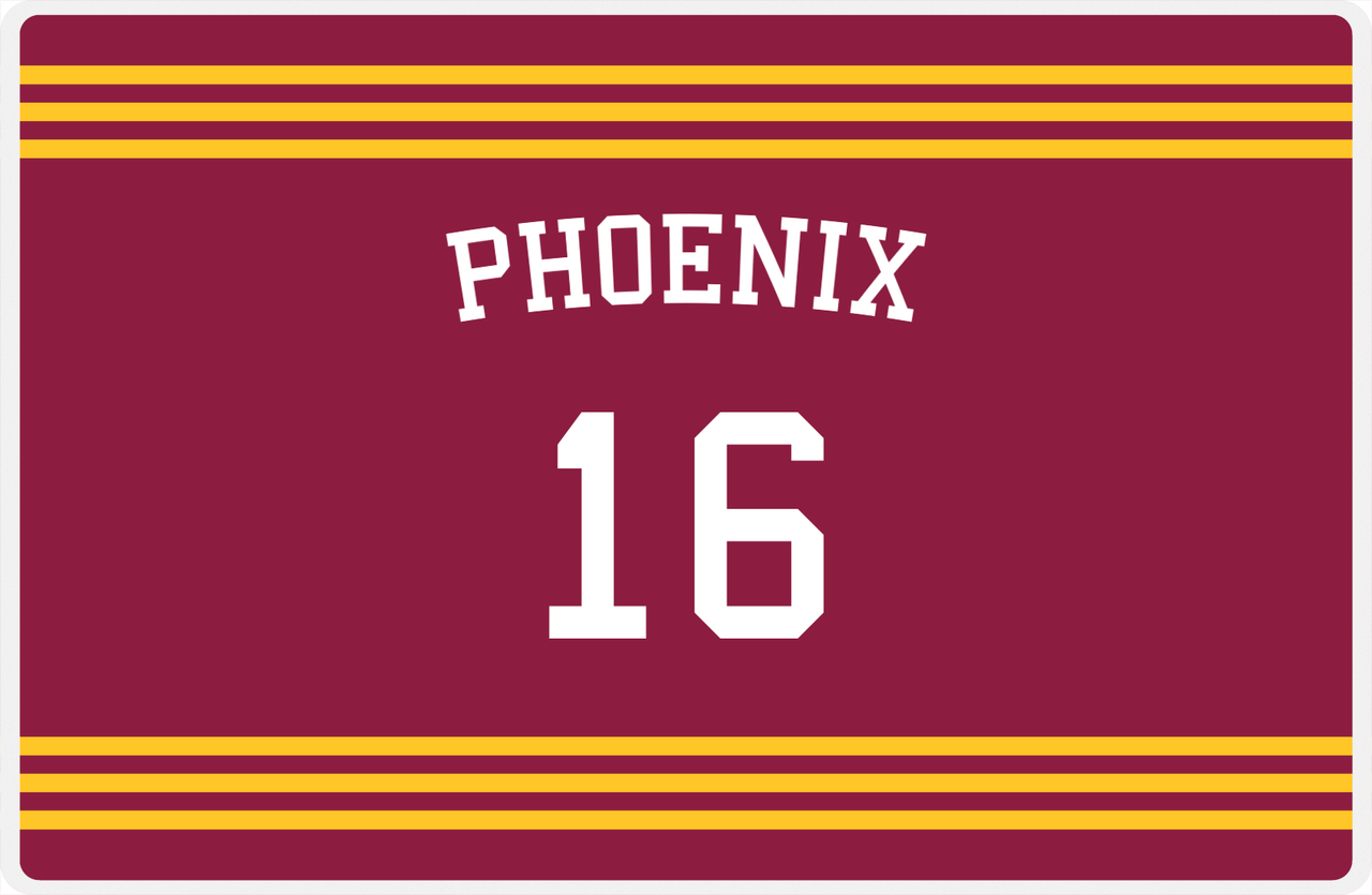 Personalized Jersey Number Placemat - Arched Name - Phoenix - Triple Stripe -  View
